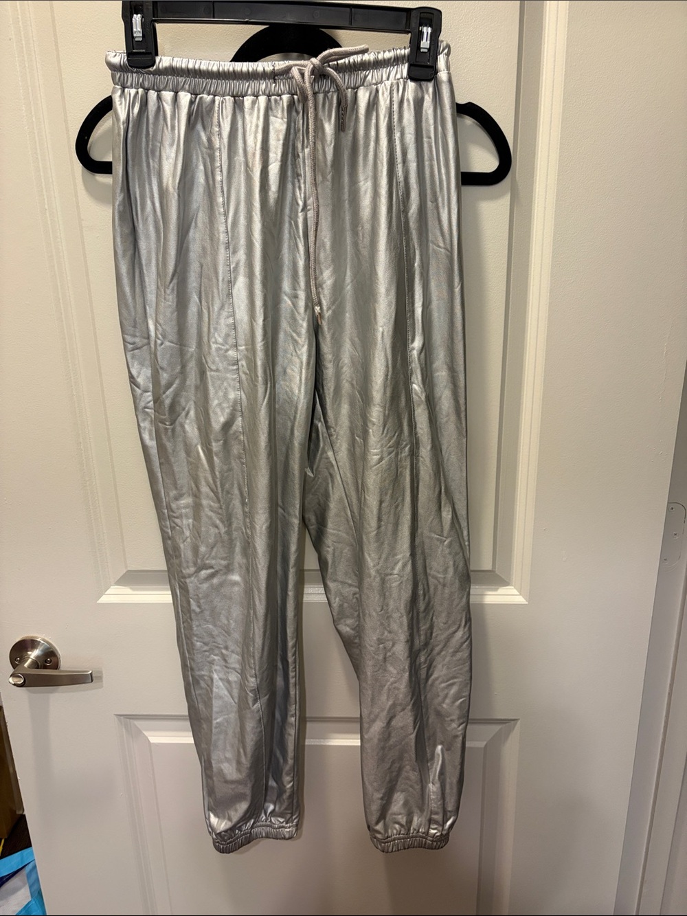 SHEIN Silver Metallic Jogger Track Pants